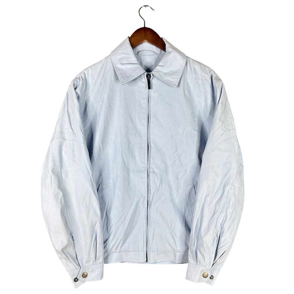 Liz Claiborne Microfiber Zip Up Jacket Light Blue Harrington Style Womens Medium